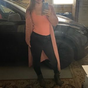 Pink light weight cardigan duster